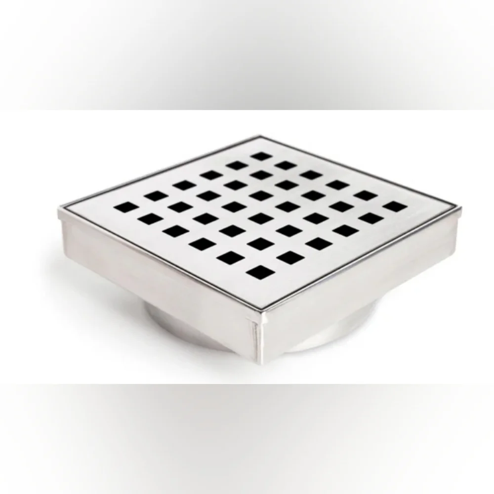 Reln 4x4 Shower Drain with Square Stainless Steel Grate NIB